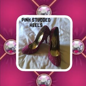 🌺Fuchsia/pink silver studded heels🌺